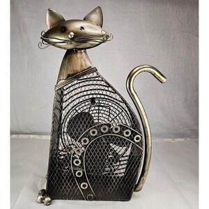 Cat Fan‎ Metal Figurine Table Lamp Desk Decor 2009 DBF0358